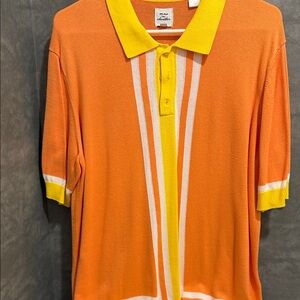 Max 'n Chester Yellow and Orange Short Sleeve Knit Sweater